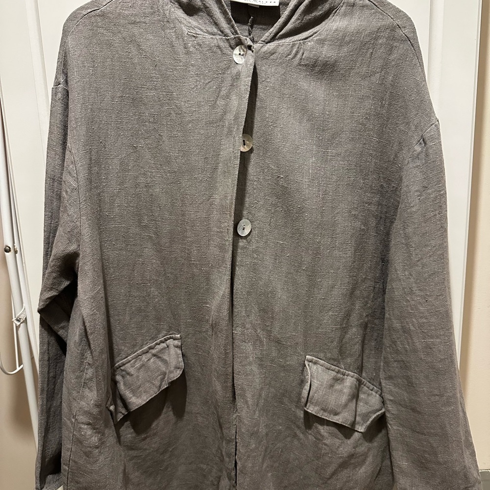 bryn walker Hooded Lightweight Gray Shirt / hoodie - 100% linen